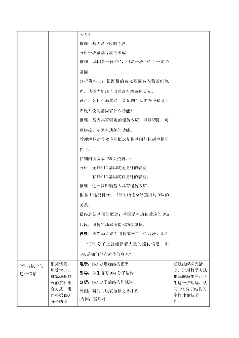 高中生物 第三章 基因的本质 3.4基因是有遗传效应的DAN片段教案 新人教版必修2-新人教版高一必修2生物教案_第2页