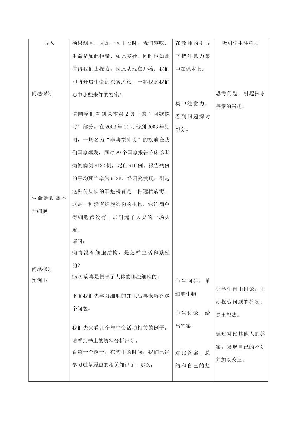 高中生物 第一章 走近细胞 1.1 从生物圈到细胞教案2 新人教版必修1-新人教版高一必修1生物教案_第2页