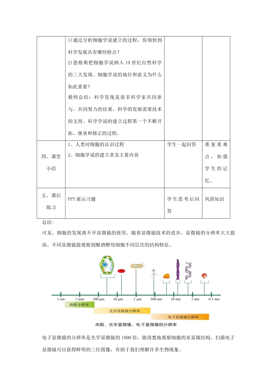 高中生物 第一章 认识细胞 第一节 发现细胞教案 北师大版必修1-北师大版高一必修1生物教案_第3页