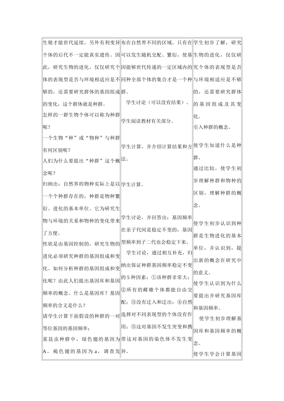 高中生物 第7章　现代生物进化理论第2节《种群基因频率的改变与生物进化》参考教案1 新人教版必修2_第3页