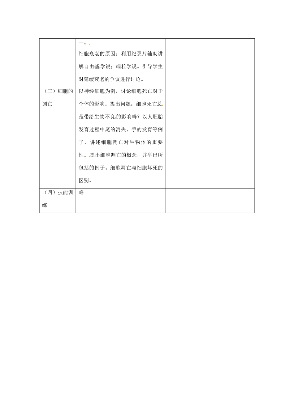 高中生物 第6章　细胞的生命历程第3节《细胞的衰老和凋亡》参考教案 新人教版必修1_第2页