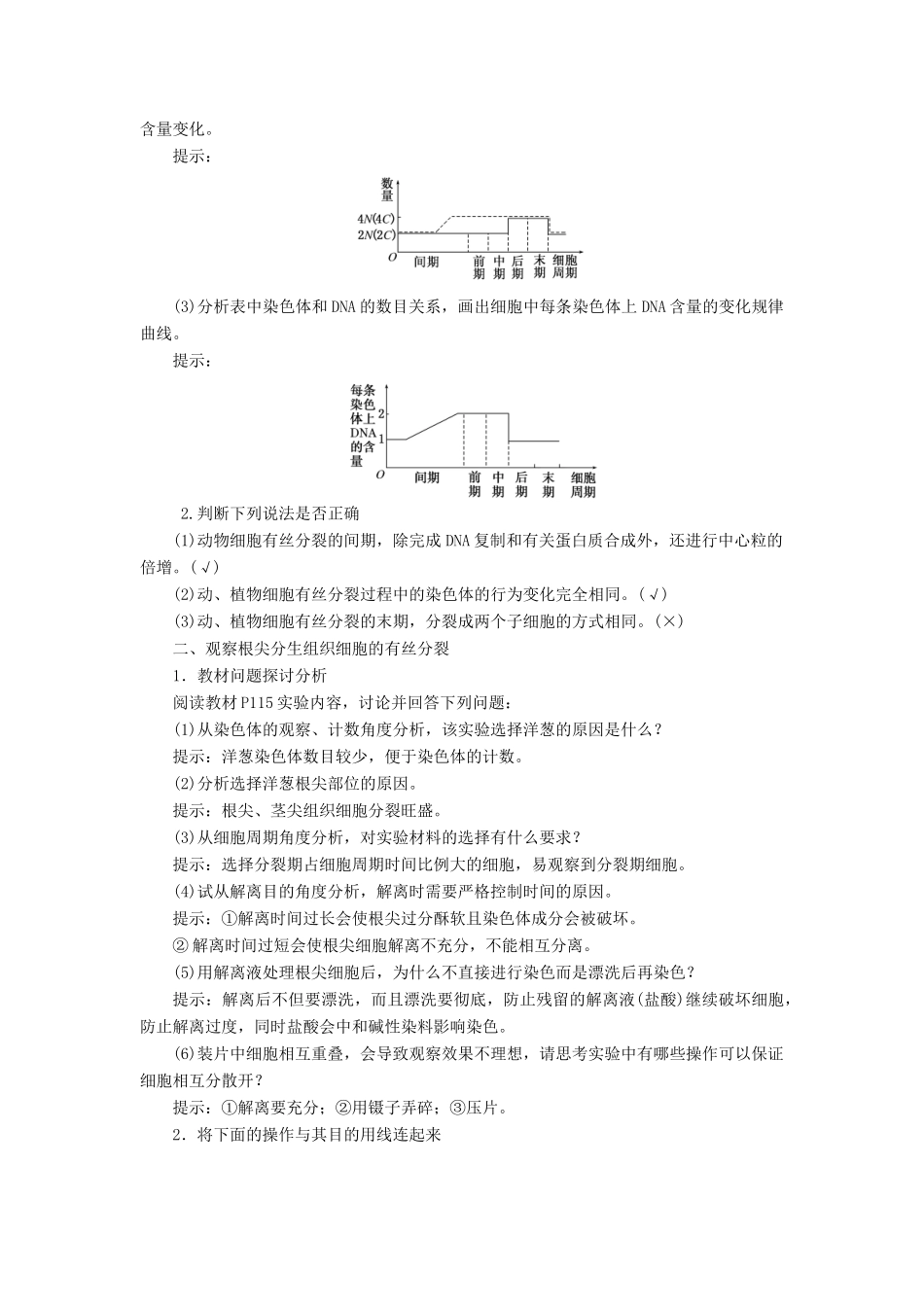 高中生物 第6章 第1节 第2课时 动植物细胞有丝分裂的区别和相关曲线 观察根尖分生组织细胞的有丝分裂教案 新人教版必修1-新人教版高一必修1生物教案_第2页