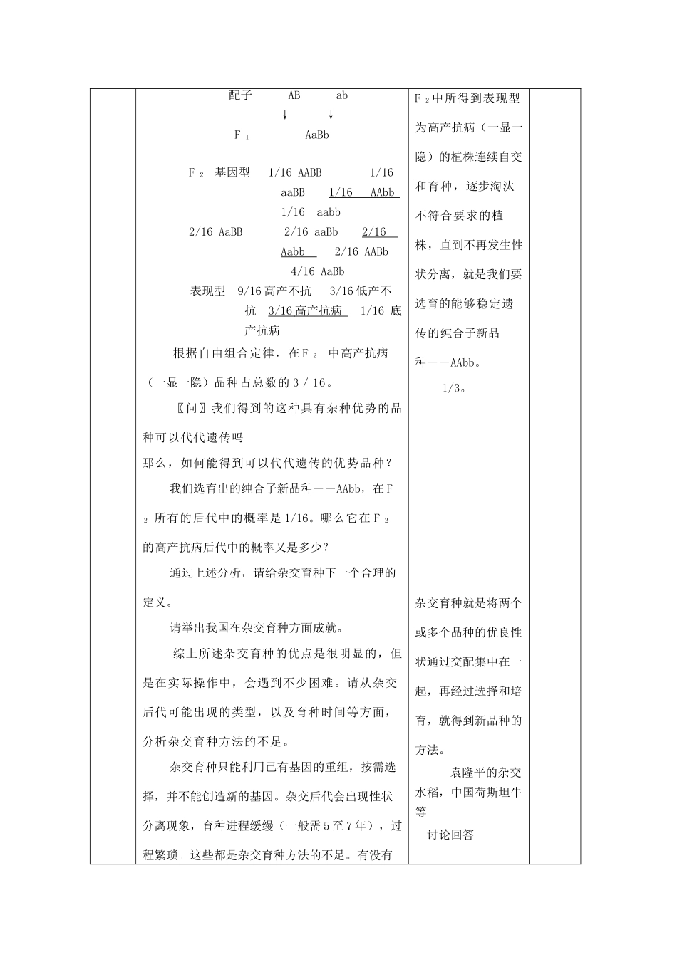 高中生物 第6章 从杂交育种到基因工程 第1节 杂交育种与诱变育种参考教案 新人教版必修2-新人教版高一必修2生物教案_第3页