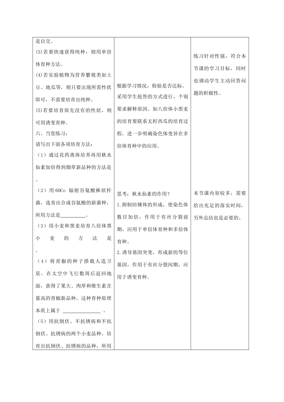 高中生物 第6章 从杂交育种到基因工程教学设计 新人教版必修2-新人教版高一必修2生物教案_第3页
