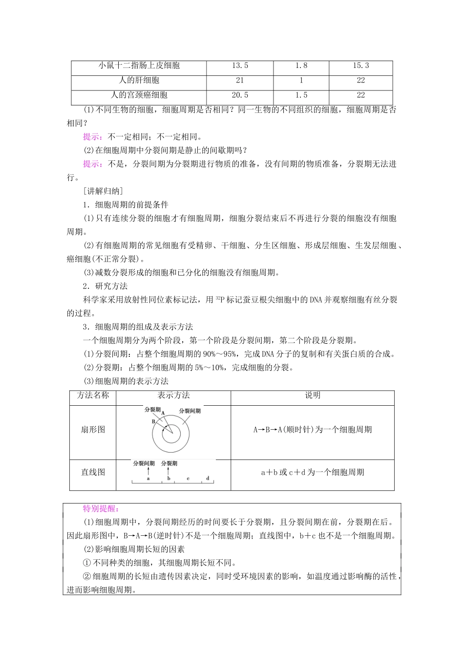 高中生物 第5章 第1节 第1课时 细胞周期与有丝分裂教案 苏教版必修1-苏教版高一必修1生物教案_第3页