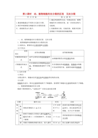 高中生物 第5章 第1节 第2课时 动、植物细胞有丝分裂的区别 无丝分裂教案 苏教版必修1-苏教版高一必修1生物教案