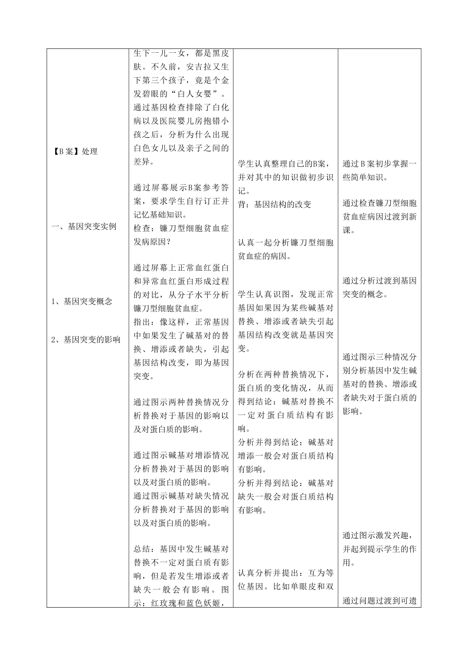 高中生物 第5章 基因突变及其他变异 第1节 基因突变和基因重组教学设计 新人教版必修2-新人教版高一必修2生物教案_第2页