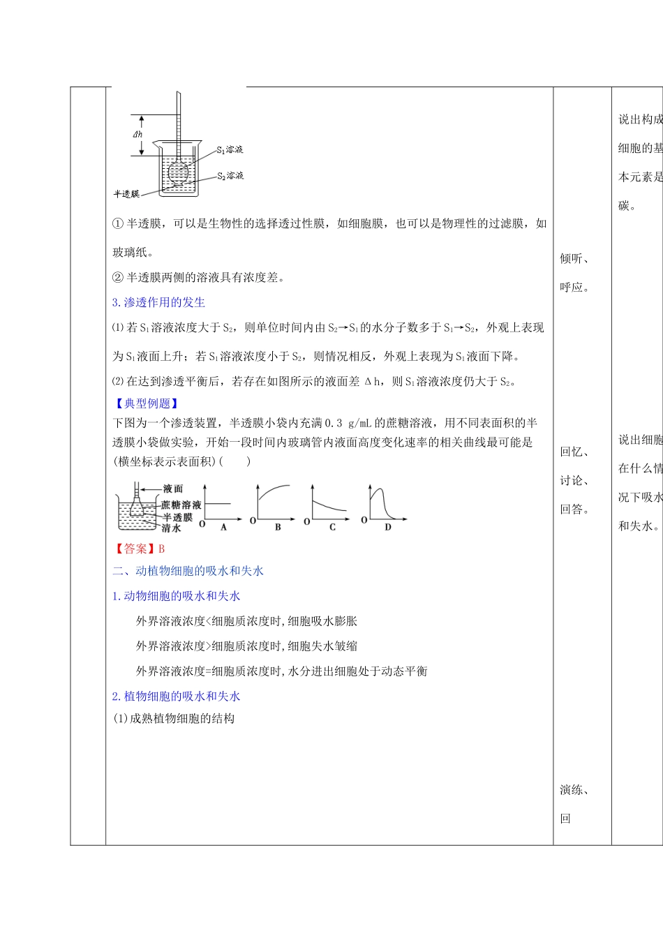 高中生物 第4章 细胞的物质输入和输出 第1节 物质跨膜运输的实例教案 新人教版必修1-新人教版高一必修1生物教案_第2页