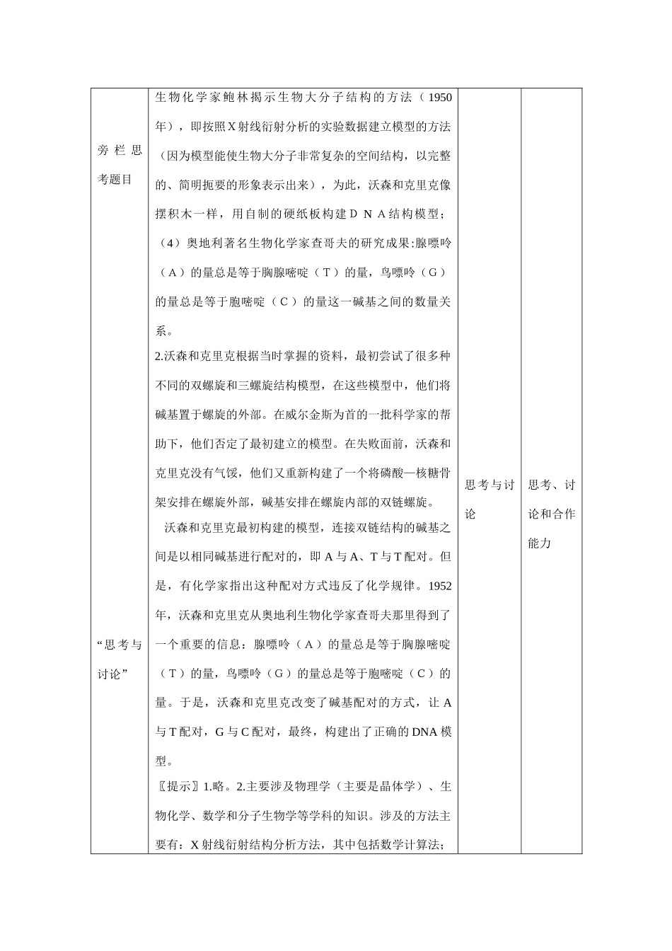 高中生物 第3章　基因的本质第2节《DNA分子的结构》参考教案 新人教版必修2_第2页