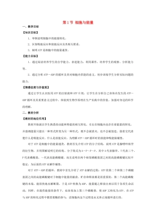 高中生物 第3章 细胞的代谢 3.1 细胞与能量（2）教案 浙科版必修1-浙科版高一必修1生物教案