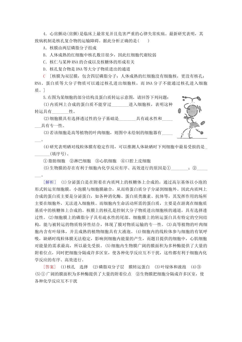 高中生物 第3章 素能提升课 用“结构与功能相联系”的观点分析细胞是一个统一的整体教案 苏教版必修1-苏教版高一必修1生物教案_第3页