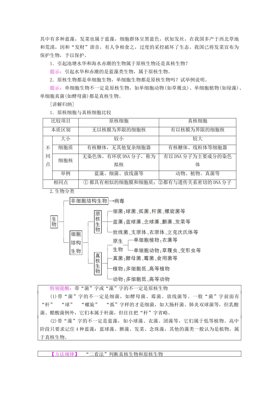高中生物 第3章 第2节 第1课时 原核细胞和真核细胞 细胞膜和细胞壁教案 苏教版必修1-苏教版高一必修1生物教案_第3页