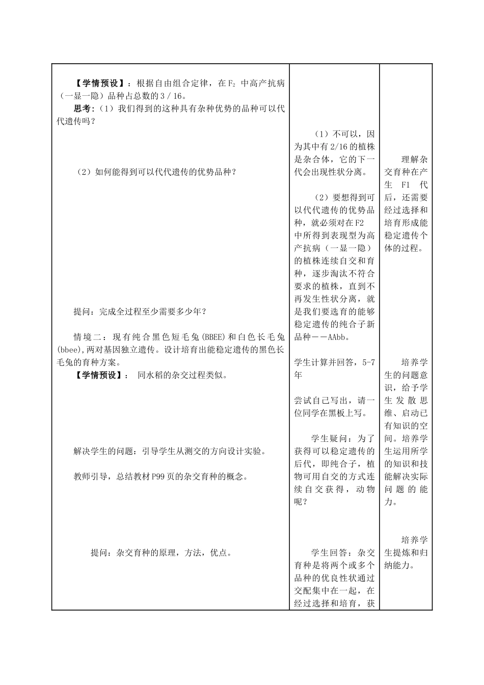 高中生物 6.1《杂交育种与诱变育种》教学设计 新人教版必修2-新人教版高一必修2生物教案_第3页