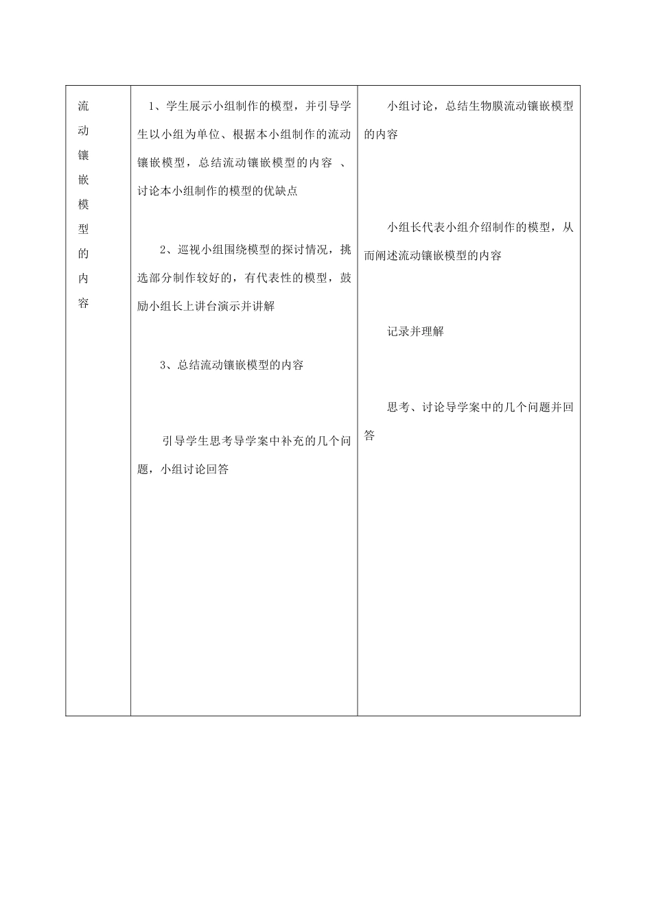 高中生物 4.2《生物膜的流动镶嵌模型》教学设计 新人教版必修1-新人教版高一必修1生物教案_第3页