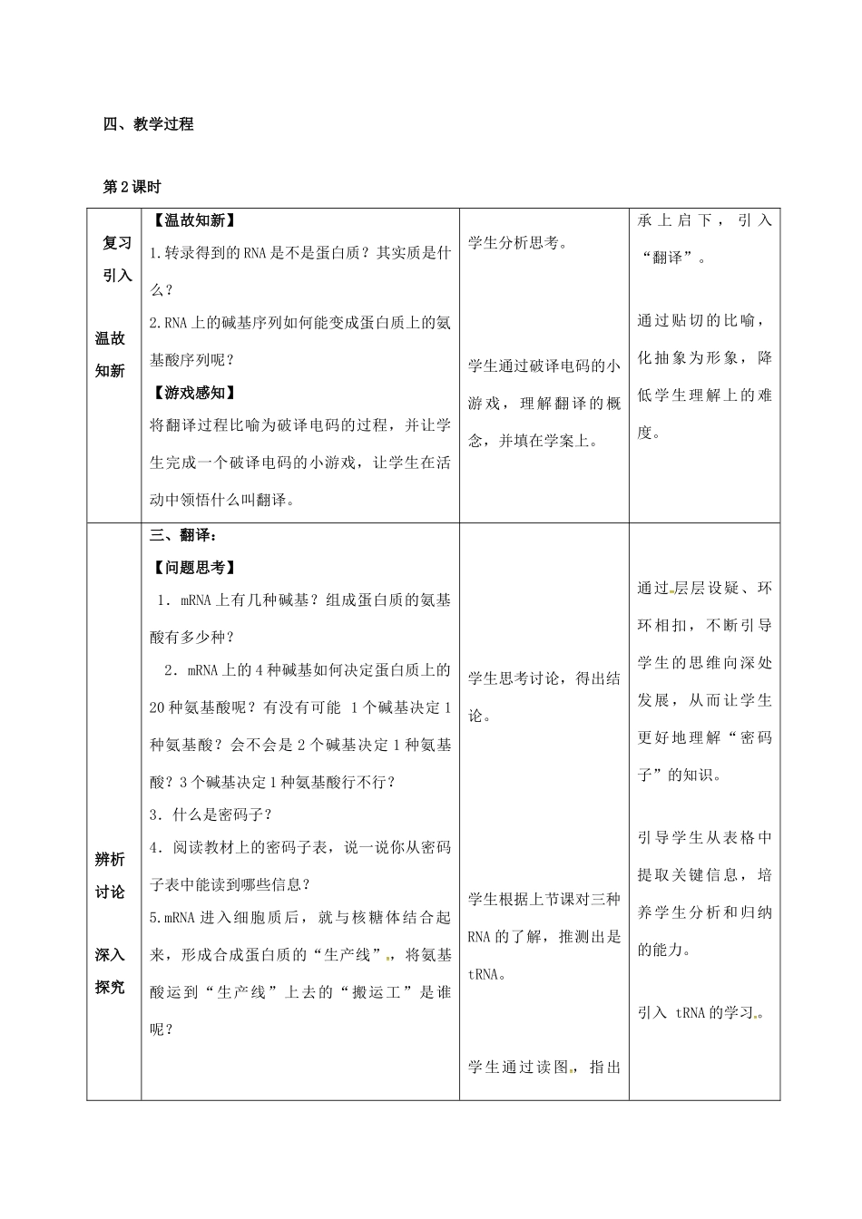 高中生物 4.1 基因指导蛋白质合成（第2课时）教案 新人教版-新人教版高一全册生物教案_第2页