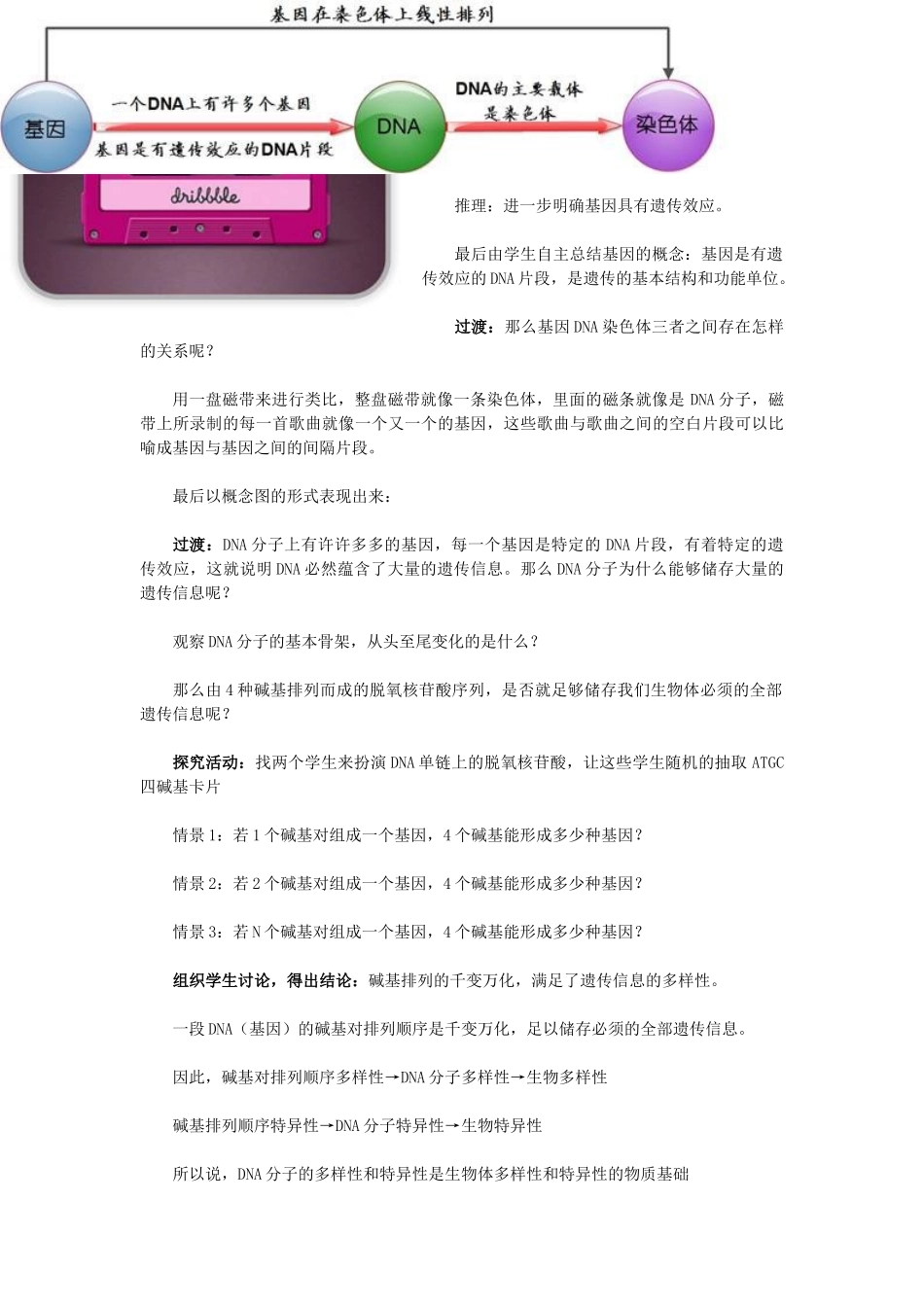 高中生物 3.4 基因是有遗传效应的DNA片段教学设计 新人教版必修2-新人教版高一必修2生物教案_第3页