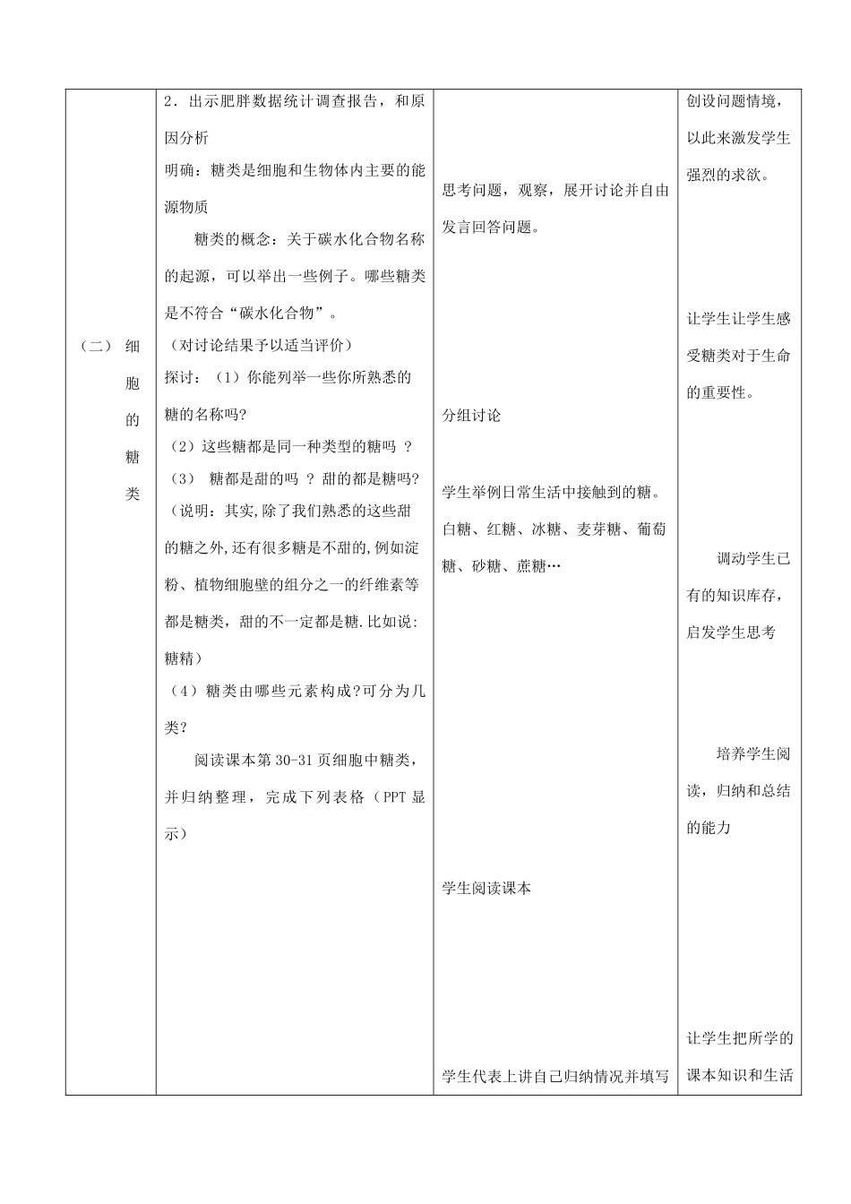 高中生物 2.4《细胞中的糖类和脂质》教学设计 新人教版必修1-新人教版高一必修1生物教案_第2页