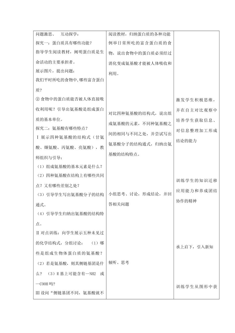 高中生物 2.2 生命活动的主要承担者—蛋白质教学设计 新人教版必修1-新人教版高一必修1生物教案_第3页