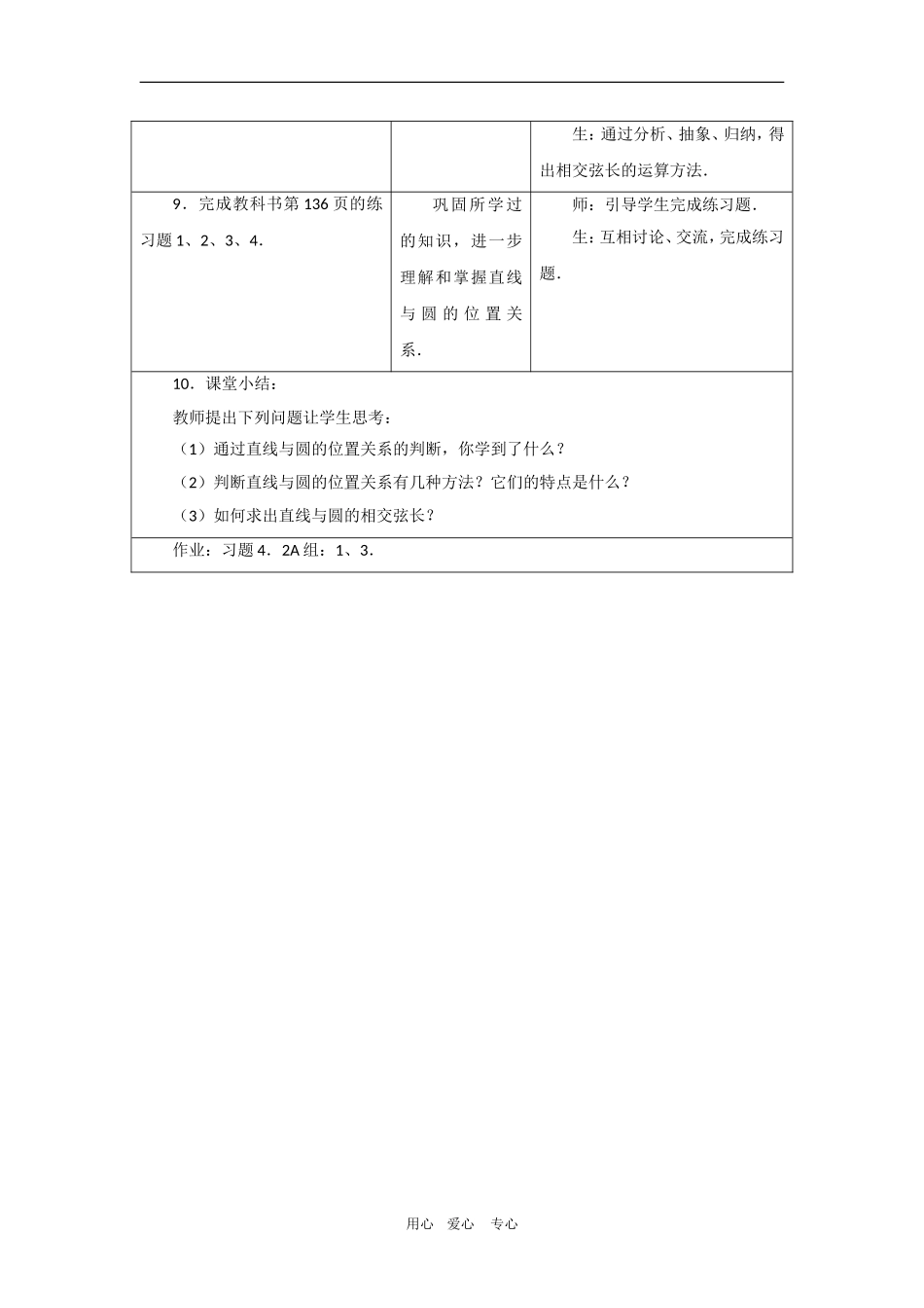 高中数学　4.2.1  直线与圆的位置关系 教案　新人教版必修2A_第3页