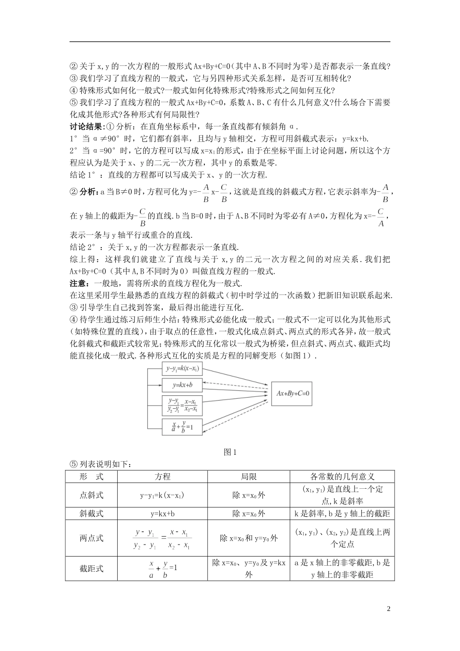 高中数学 （3.2.3 直线的一般式方程）示范教案 新人教A版必修2_第2页