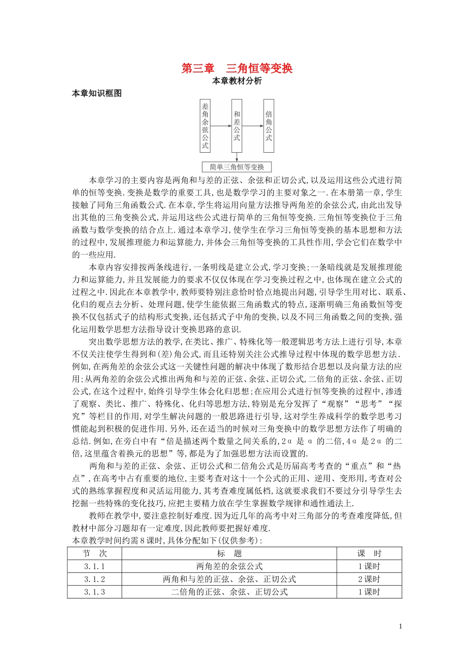 高中数学 （3.1.1 两角差的余弦公式）示范教案 新人教A版必修4_第1页