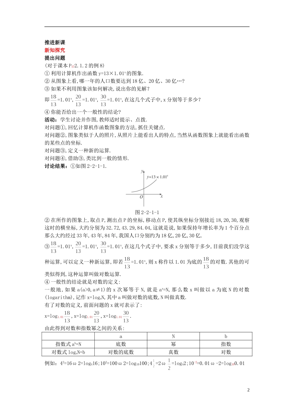 高中数学 （2.1 对数与对数运算 第1课时）示范教案 新人教A版必修1_第2页