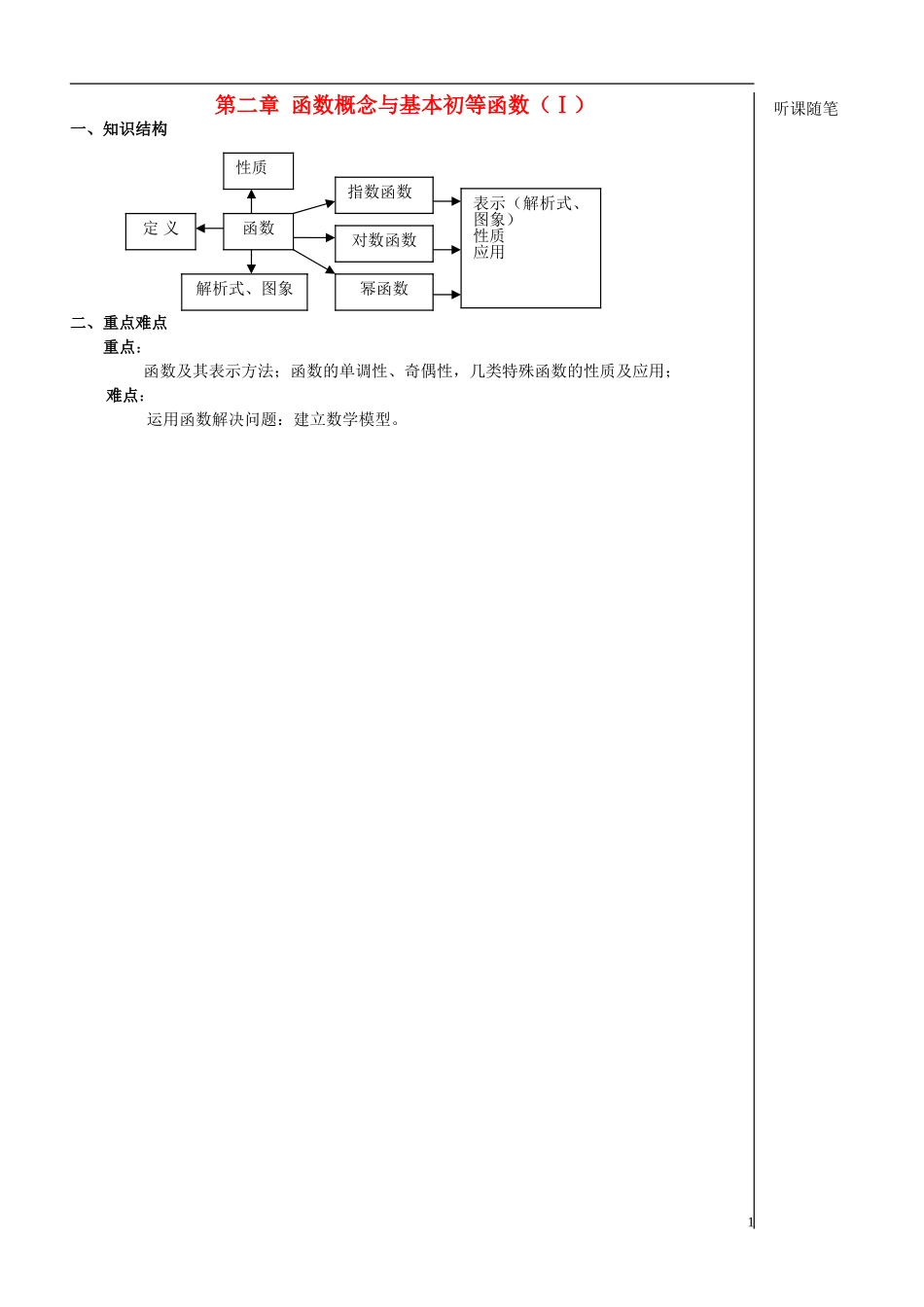 高中数学 第1课时《函数的概念和图象》教案（学生版） 苏教版必修1_第1页