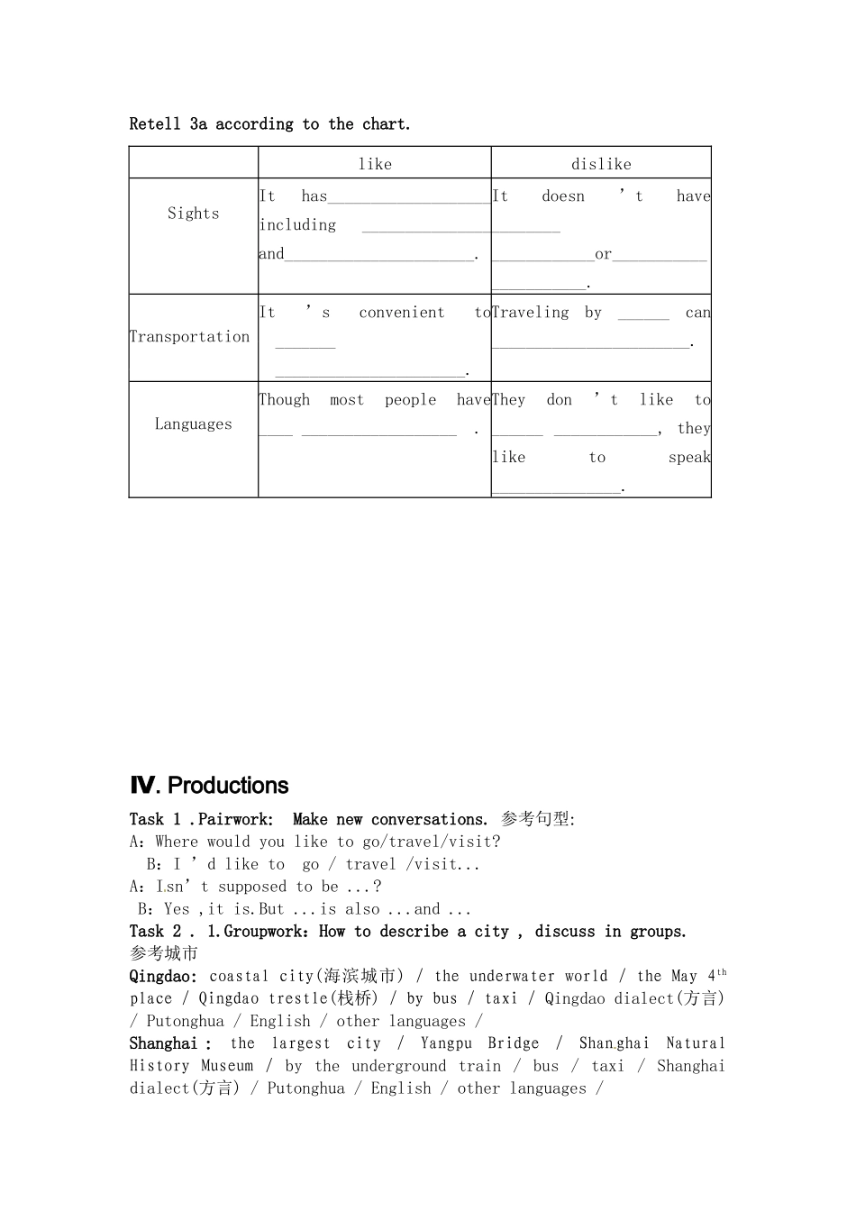 八年级英语下册：Unit 6 Where would you like to visit？教案10鲁教版_第3页