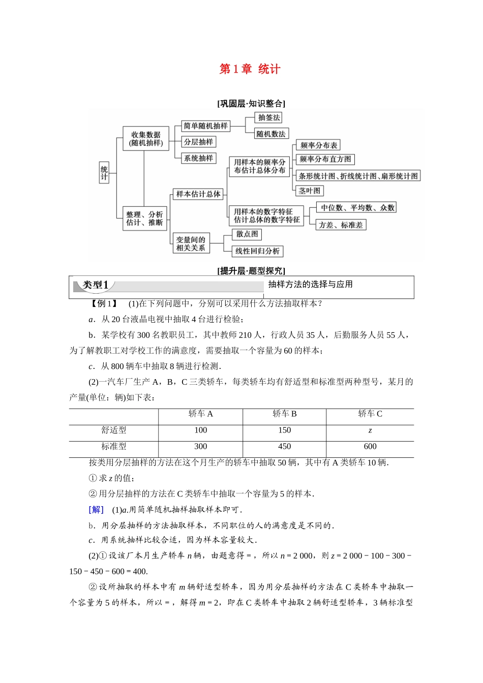 高中数学 第1章 统计章末综合提升（教师用书）教案 北师大版必修3-北师大版高一必修3数学教案_第1页