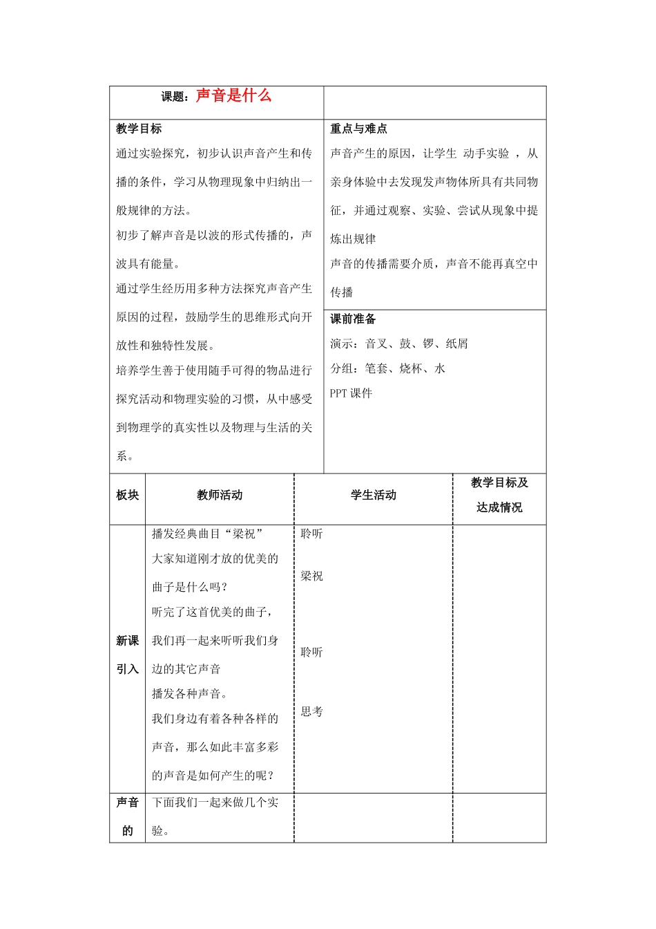 八年级物理上册 声音是什么教案3 苏科版_第1页