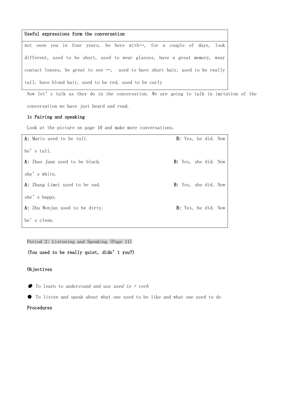 九年级英语全册 Unit 2 I used to be afraid of the dark.教案 人教新目标版_第3页
