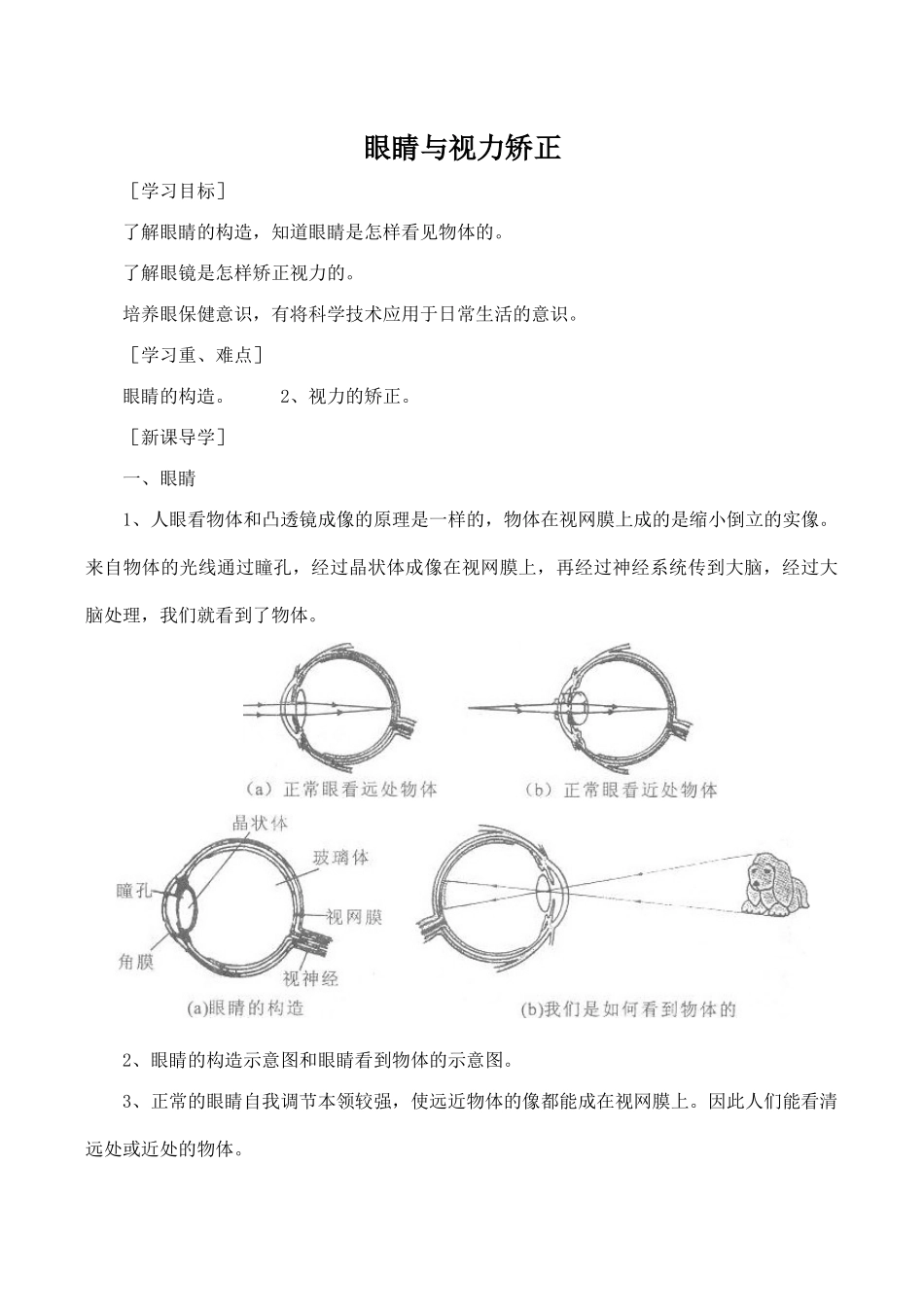 八年级物理眼睛与视力矫正 4沪科版_第1页