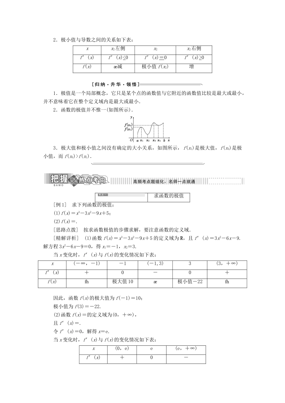 高中数学 第1章 导数及其应用 1.3 导数在研究函数中的作用 1.3.2 极大值与极小值讲义（含解析）苏教版选修2-2-苏教版高二选修2-2数学教案_第2页