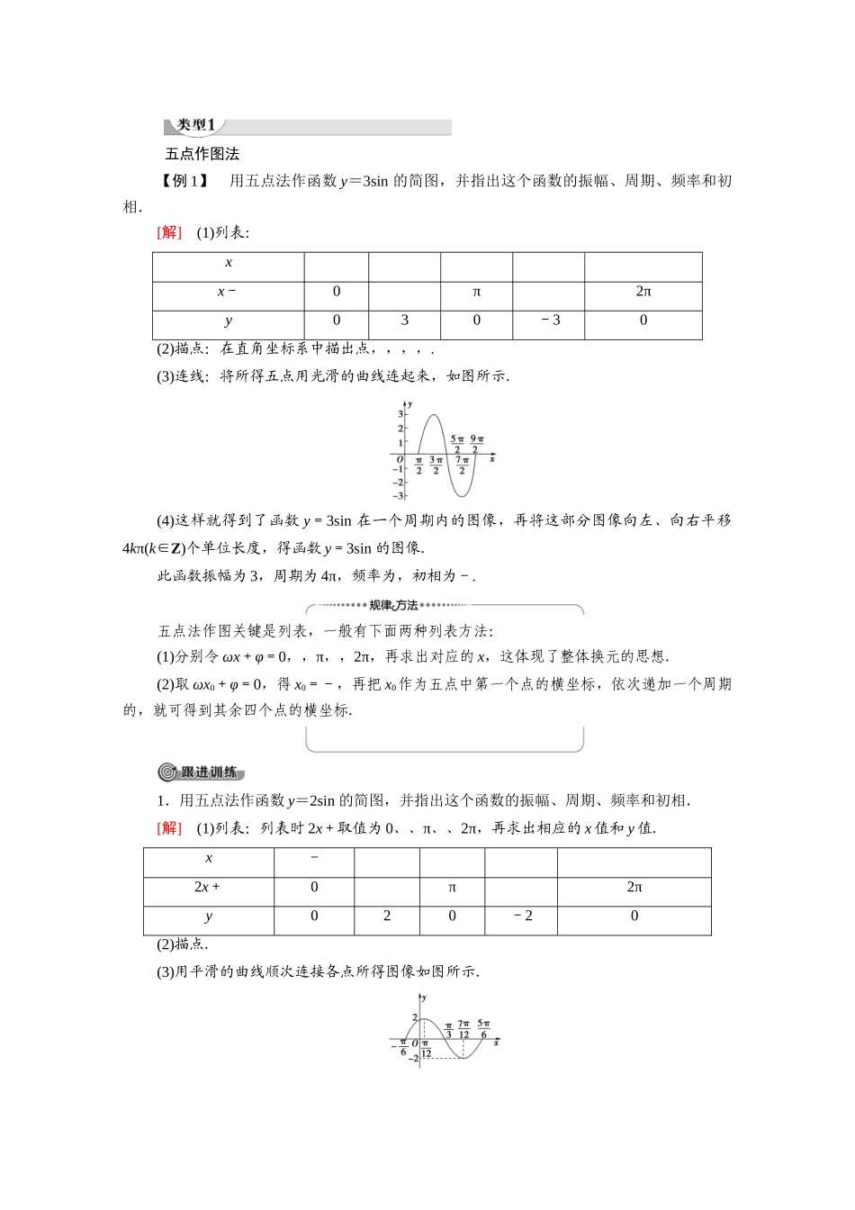 高中数学 第1章 三角函数 8 第1课时 函数y＝Asin（ωx＋φ）的图像（教师用书）教案 北师大版必修4-北师大版高二必修4数学教案_第3页