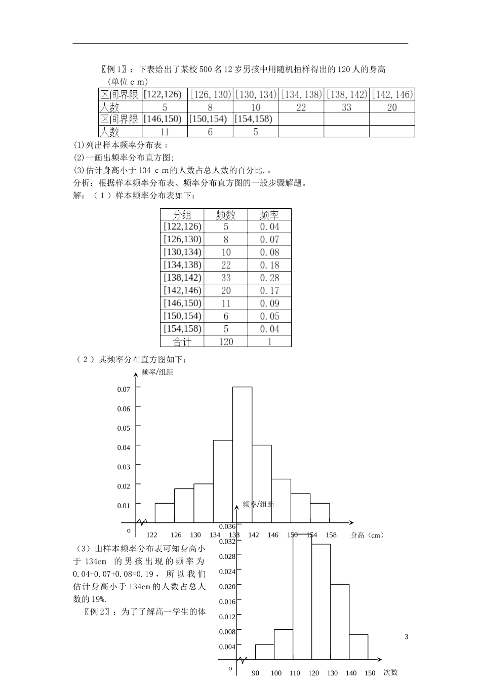高中数学 《用样本的频率分布估计总体分布》教案1 北师大版必修3_第3页