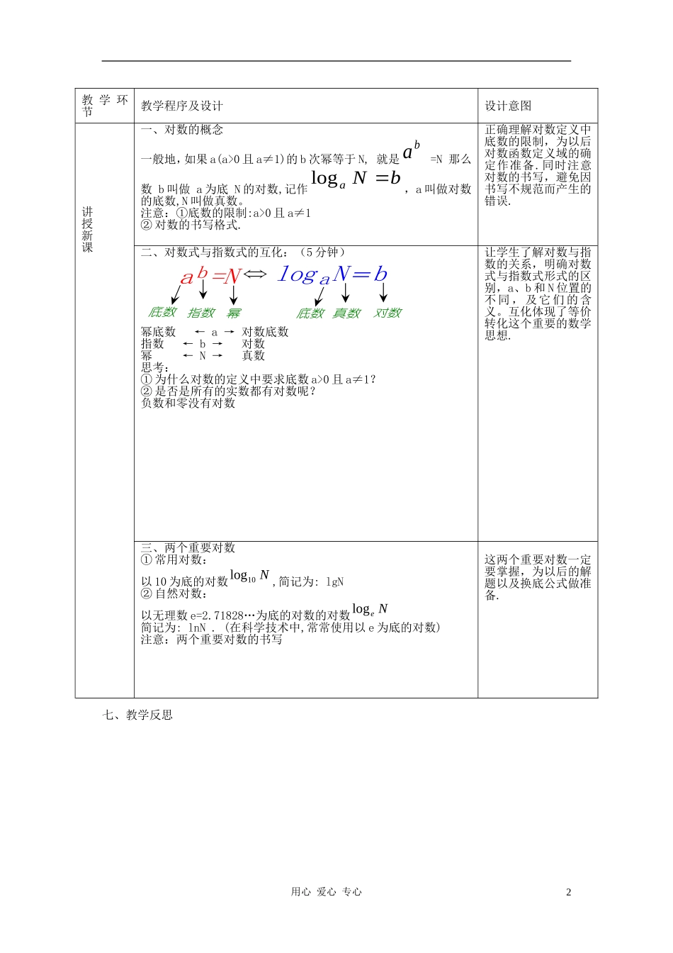 高中数学 《对数的概念》教学设计 北师大版必修1_第2页