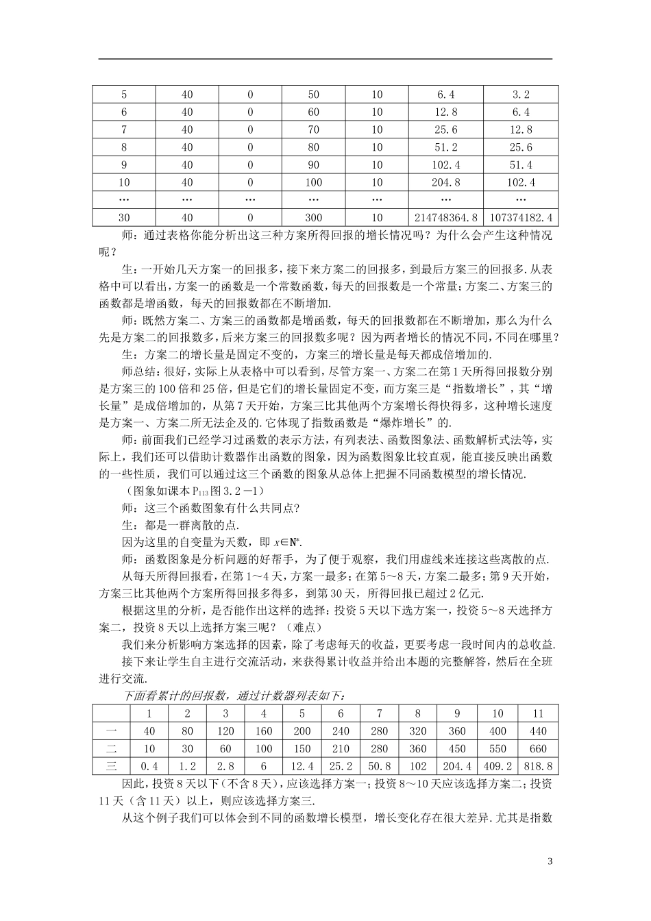 高中数学 《函数与方程-3.2.1几类不同增长的函数模型》说课稿1 新人教A版必修1_第3页