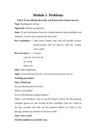 八年级英语Module5 Problems Unit2 教案