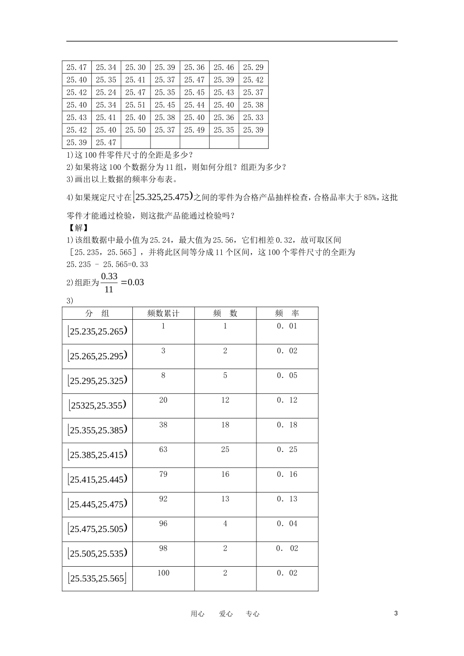 高中数学 6.2.1《频率分布表》教案 苏教版必修3_第3页