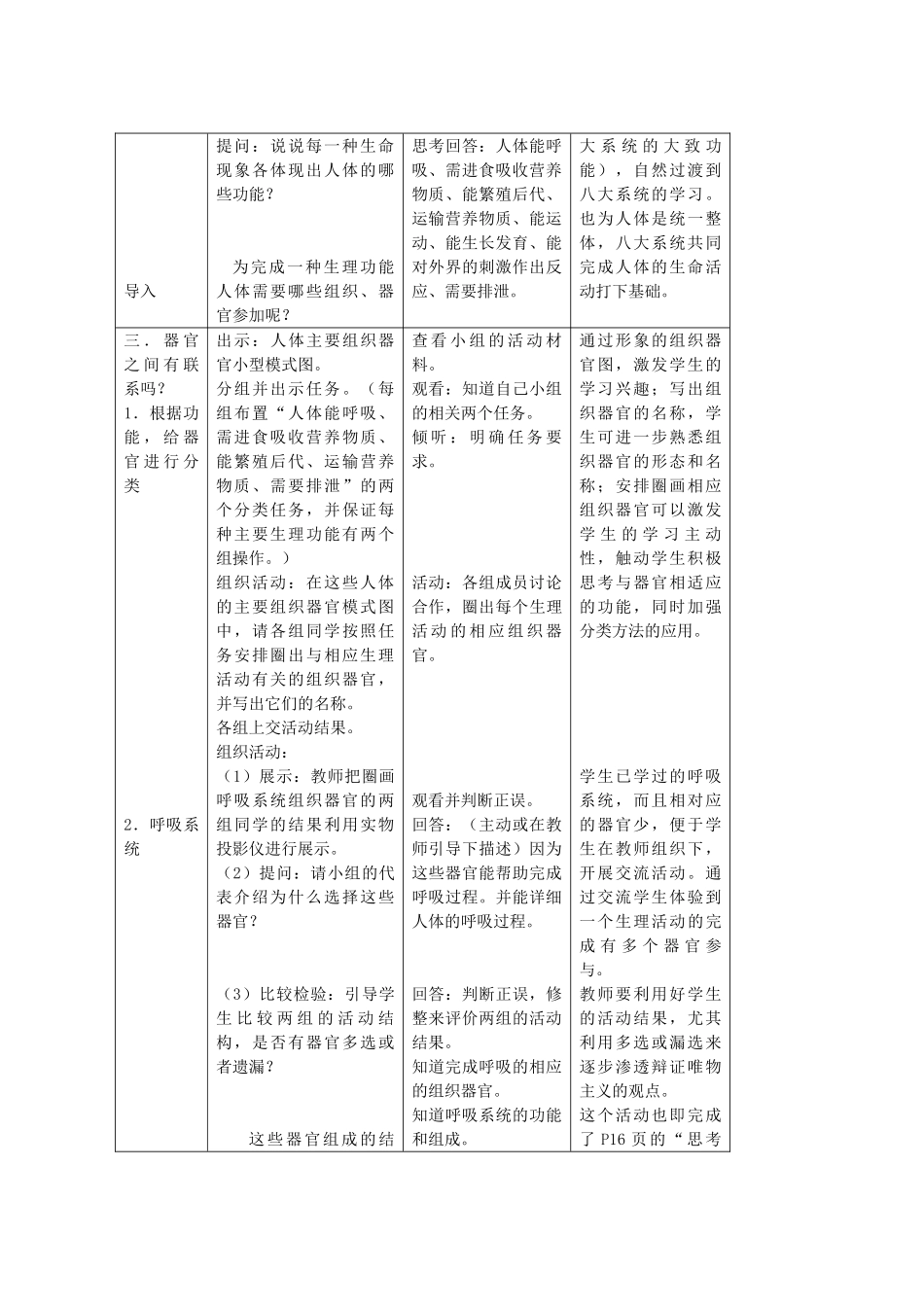 七年级科学上册 器官之间有联系吗教案 牛津上海版-牛津上海版初中七年级上册自然科学教案_第2页