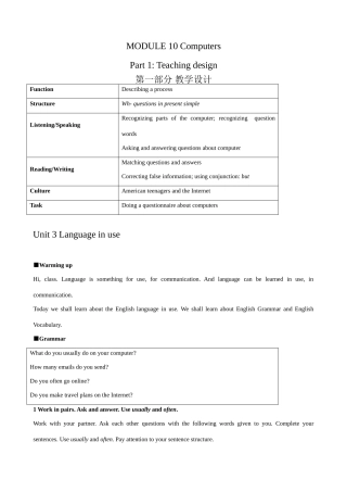 七年级英语Module10 Unit3教案 外研社