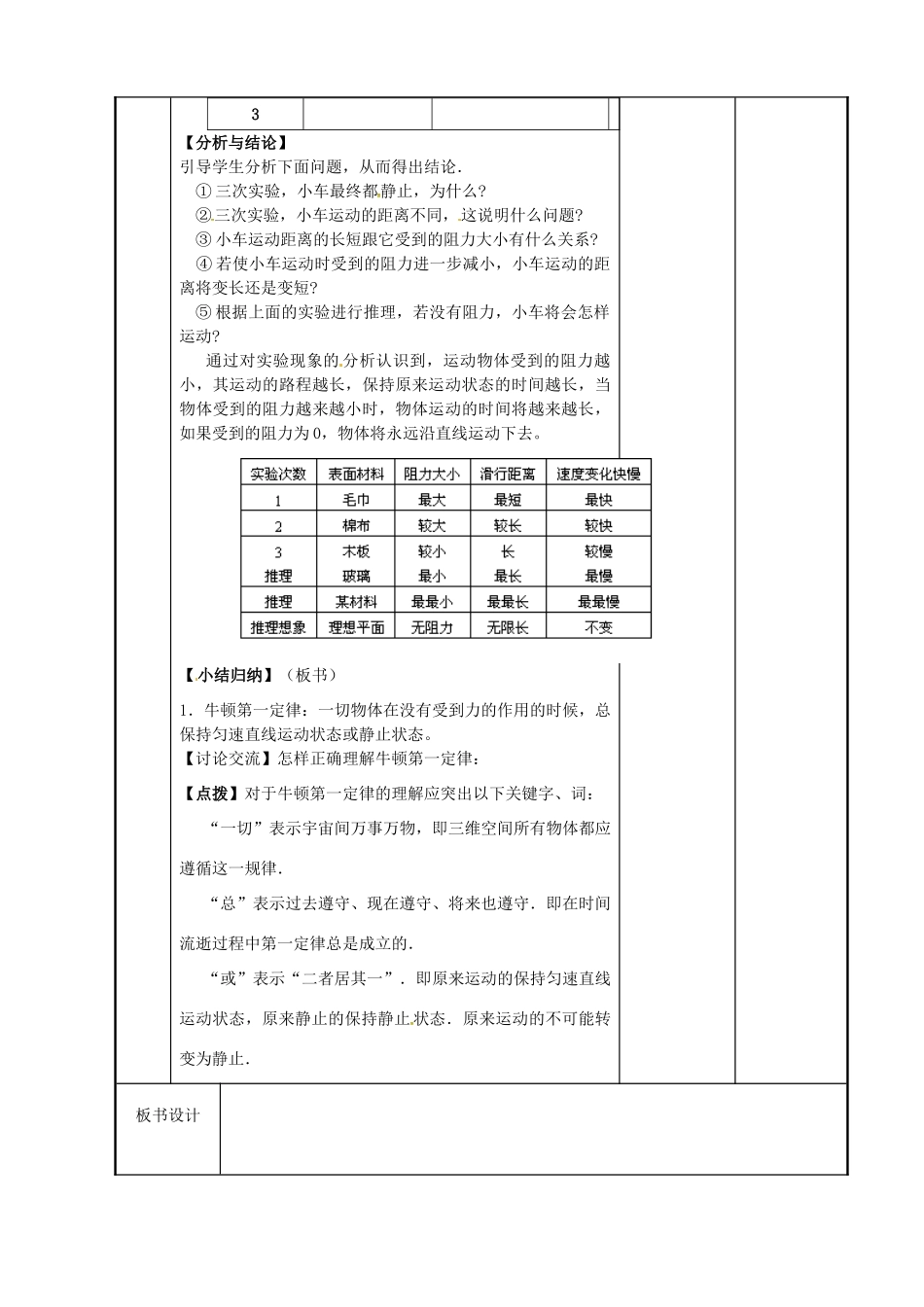 八年级物理下册 9.2 牛顿第一定律（第1课时）教案 苏科版-苏科版初中八年级下册物理教案_第2页
