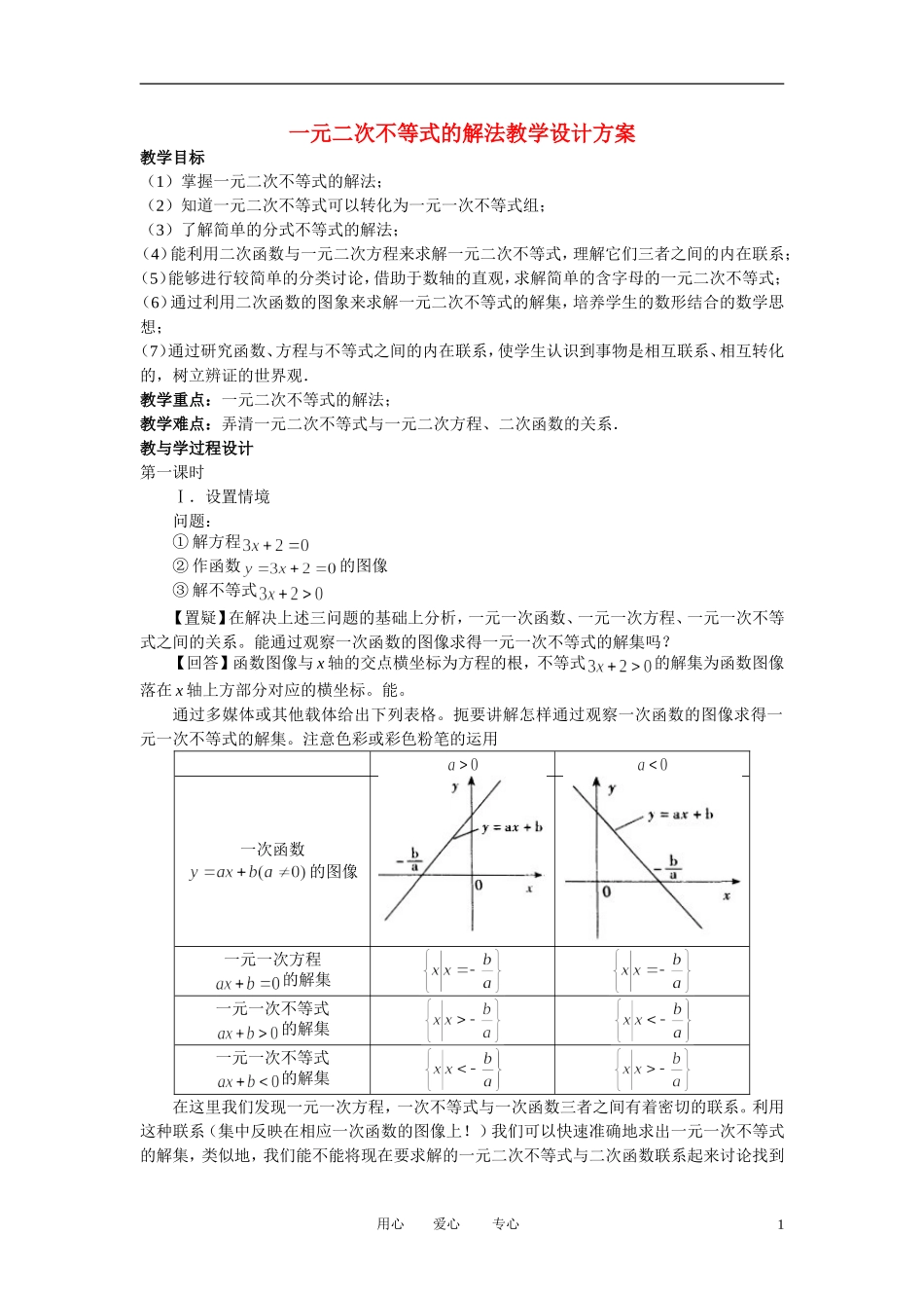 高中数学 3．2 一元二次不等式及其解法教案5 新人教版必修5_第1页