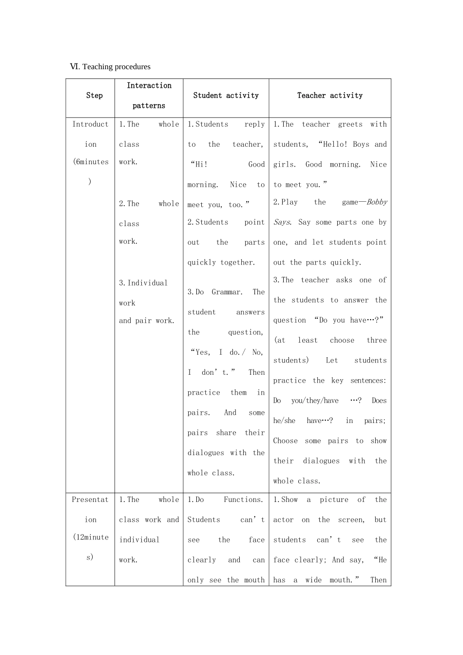 七年级英语上册 Unit 2 Looking Different Topic 1 I have a small nose Section D教案 （新版）仁爱版_第3页
