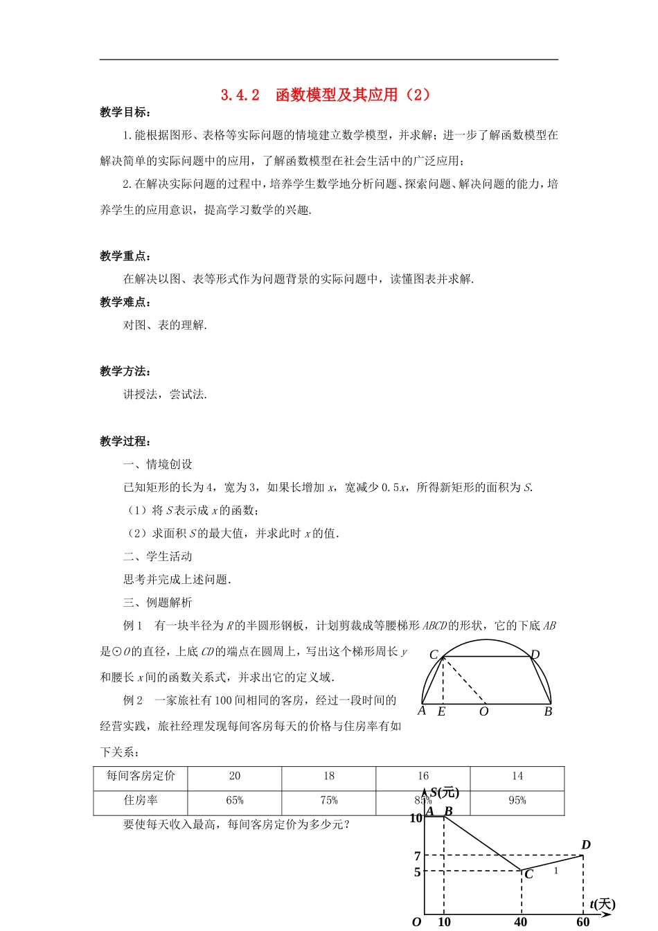 高中数学 3.4.2函数模型及其应用（2）教案 苏教版必修1-苏教版高一必修1数学教案_第1页