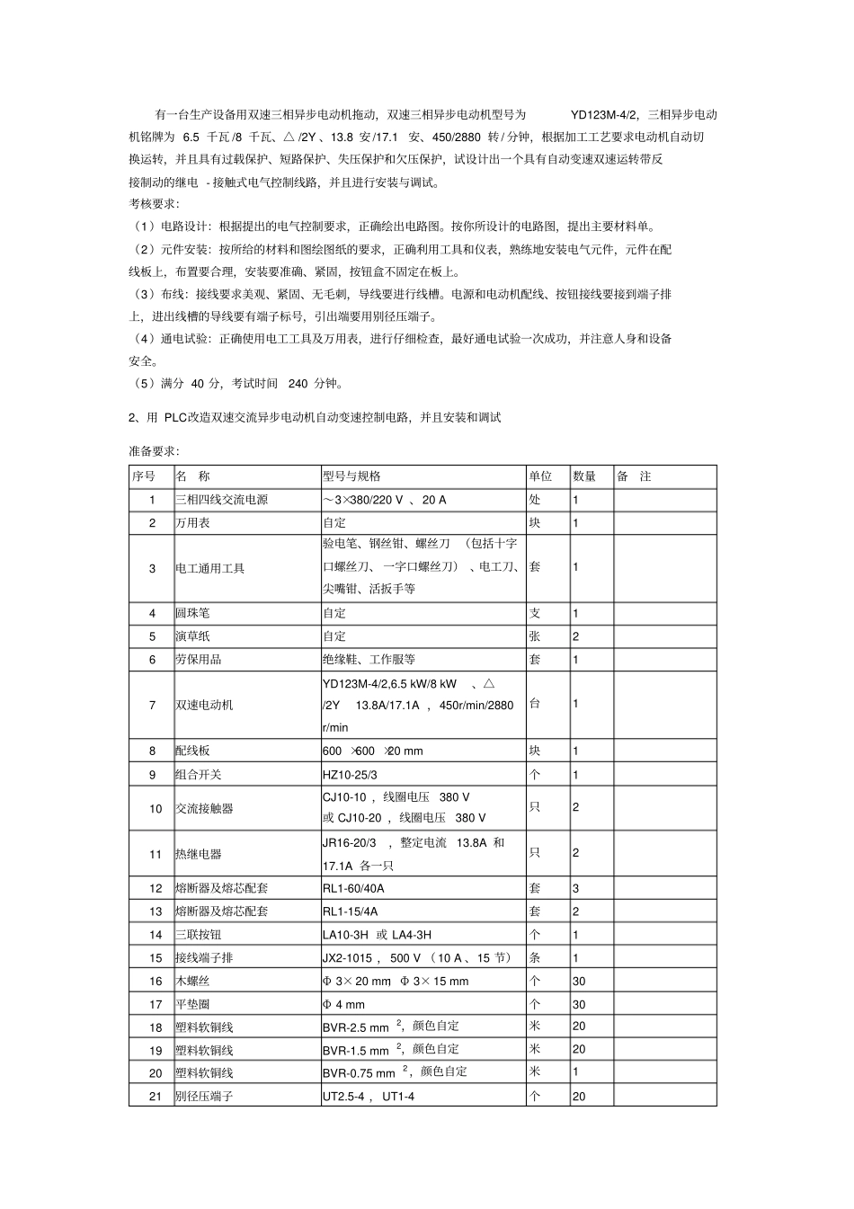 2014维修电工高级实操样题解析_第2页