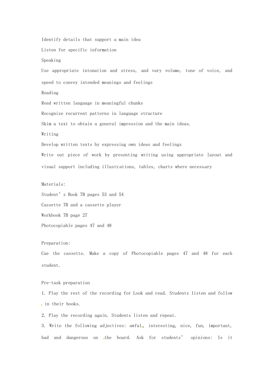 七年级英语下册 Module 3 Unit 2 We love all four seasons教案 上海牛津版_第3页