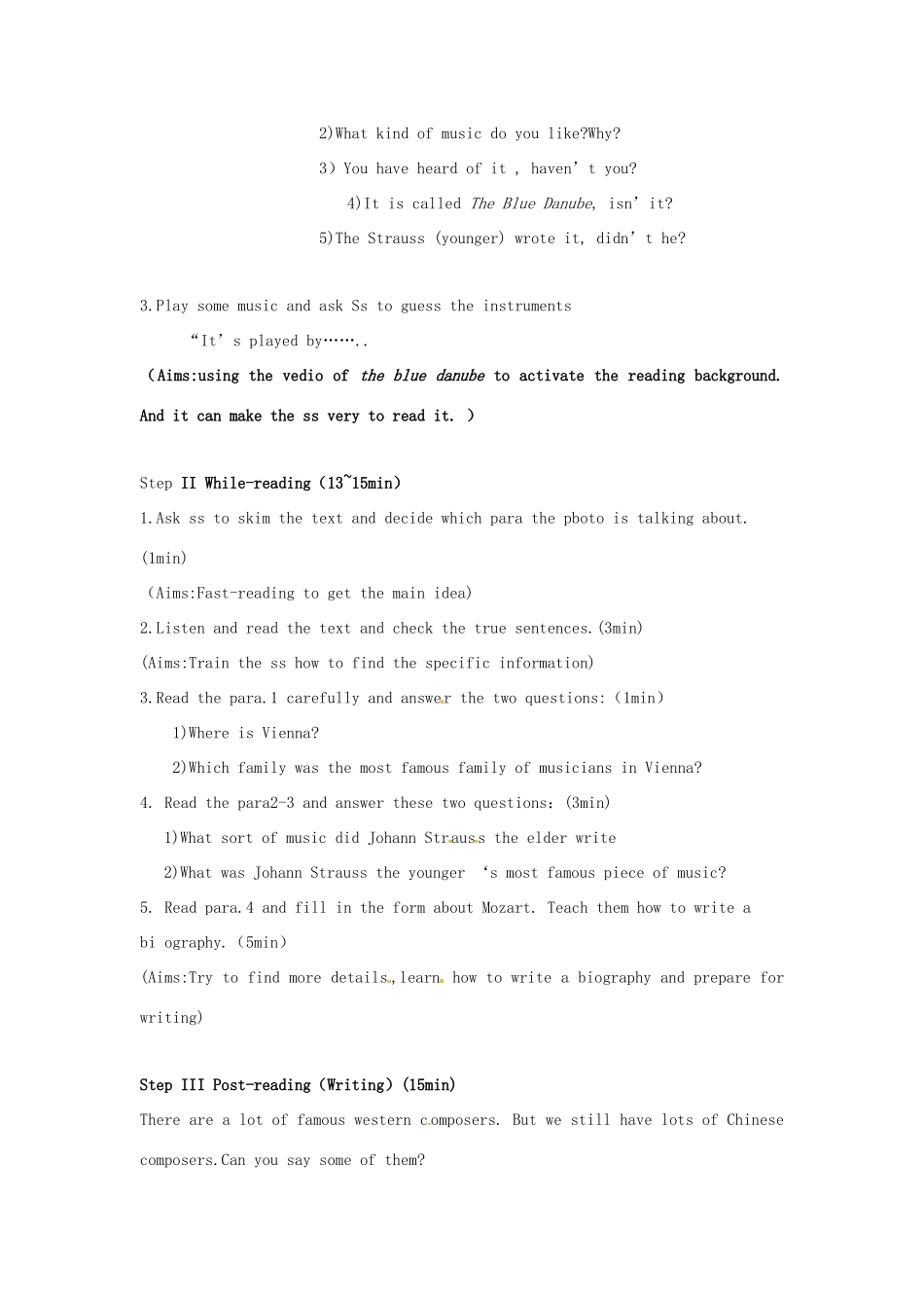 八年级英语上册《Unit 2 Vienna is the centre of European classical music》教案 外研版_第2页