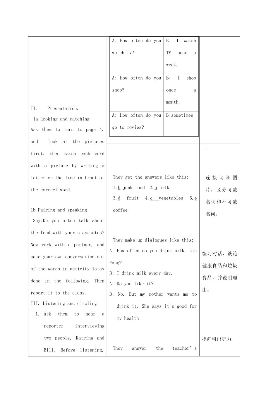 八年级英语上册 Unit 1How often do you exercise示范教案4 人教新目标版_第2页