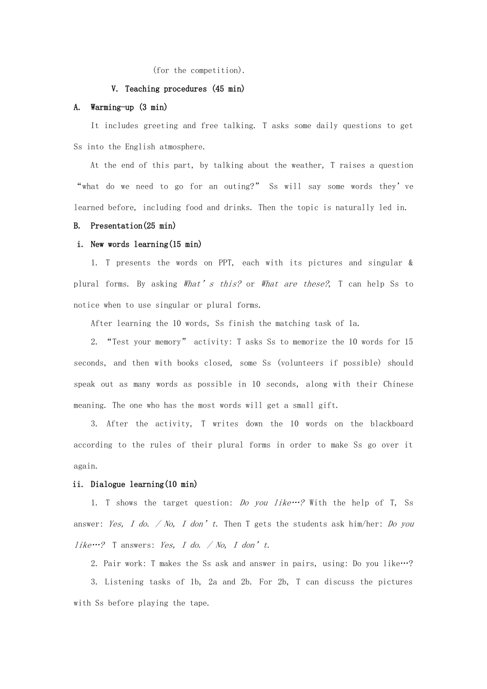 七年级英语上册 Unit6 do you like bananas 教学设计人教新目标版_第2页